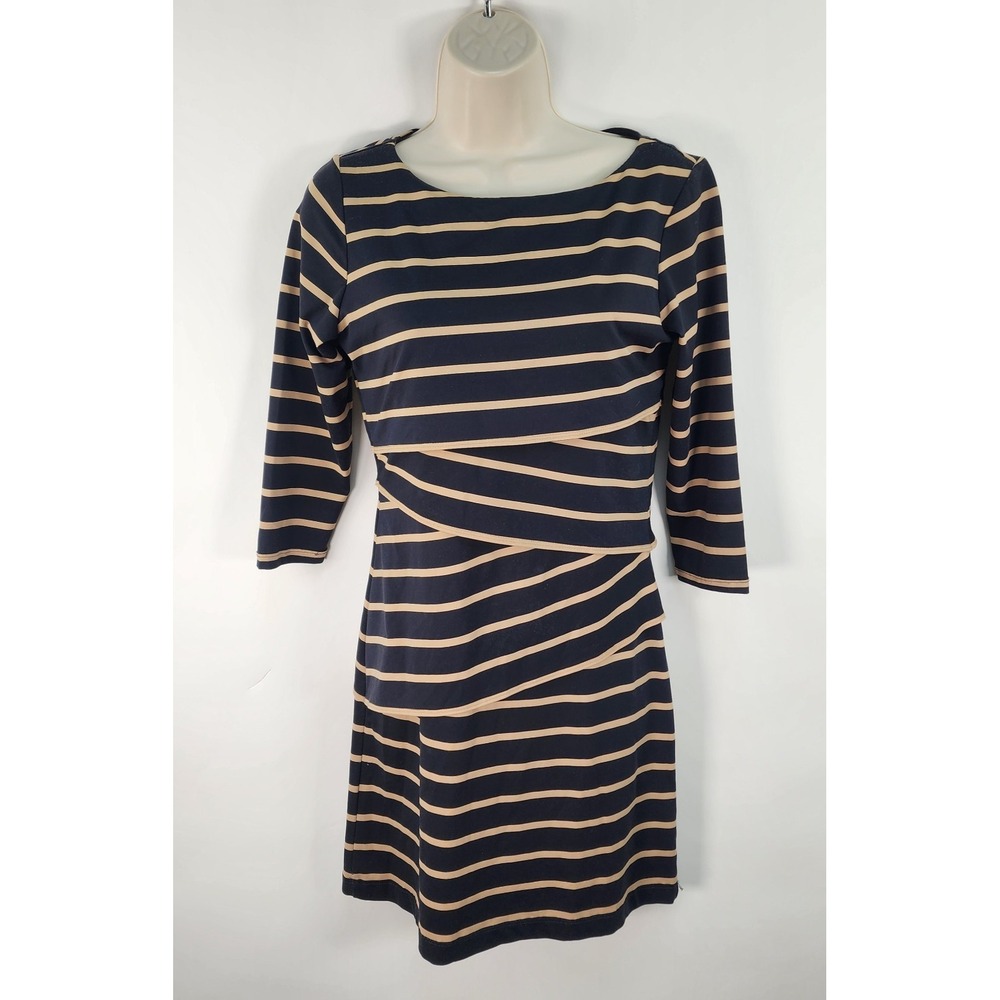 J. McLaughlin Dress Women's XS Black Stripe Layered Catalina Cloth Buttery Soft